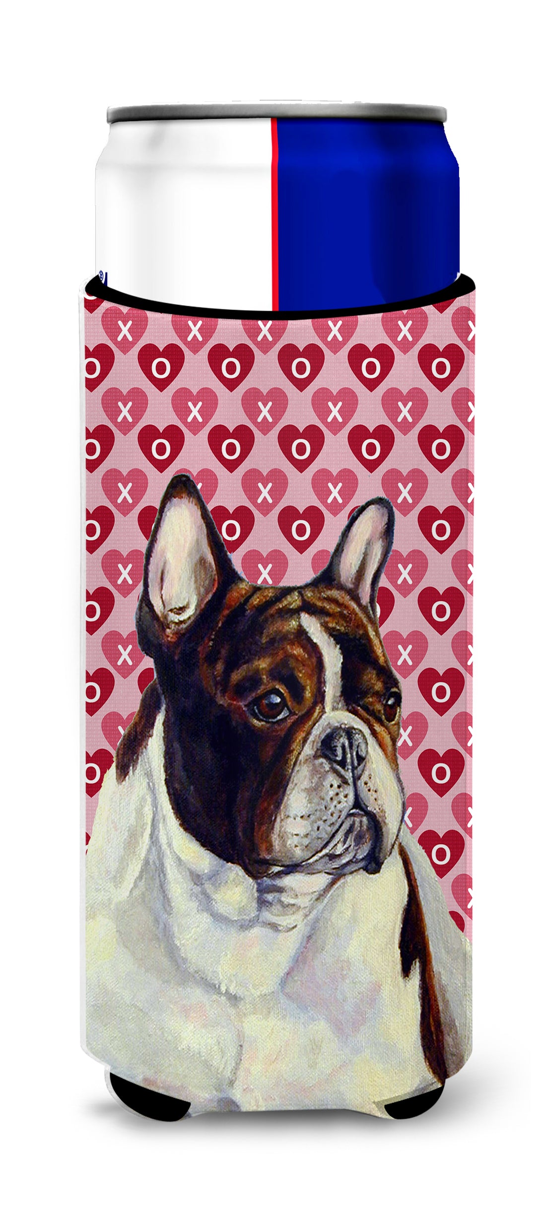 French Bulldog Hearts Love and Valentine&#39;s Day Portrait Ultra Beverage Insulators for slim cans LH9157MUK