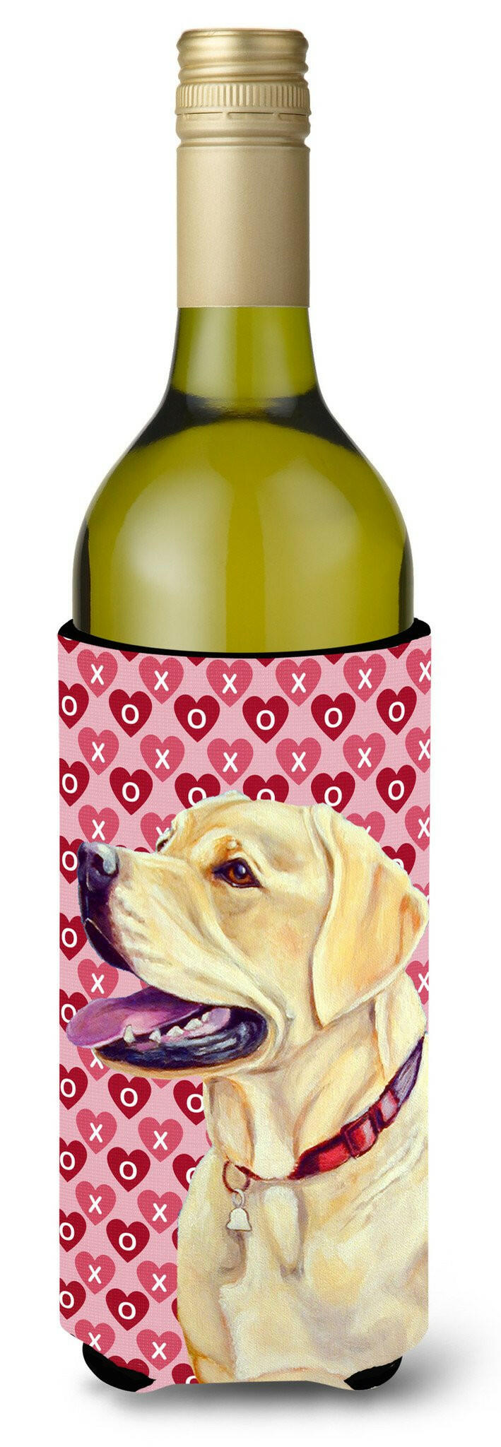 Labrador Hearts Love and Valentine&#39;s Day Portrait Wine Bottle Beverage Insulator Beverage Insulator Hugger by Caroline&#39;s Treasures