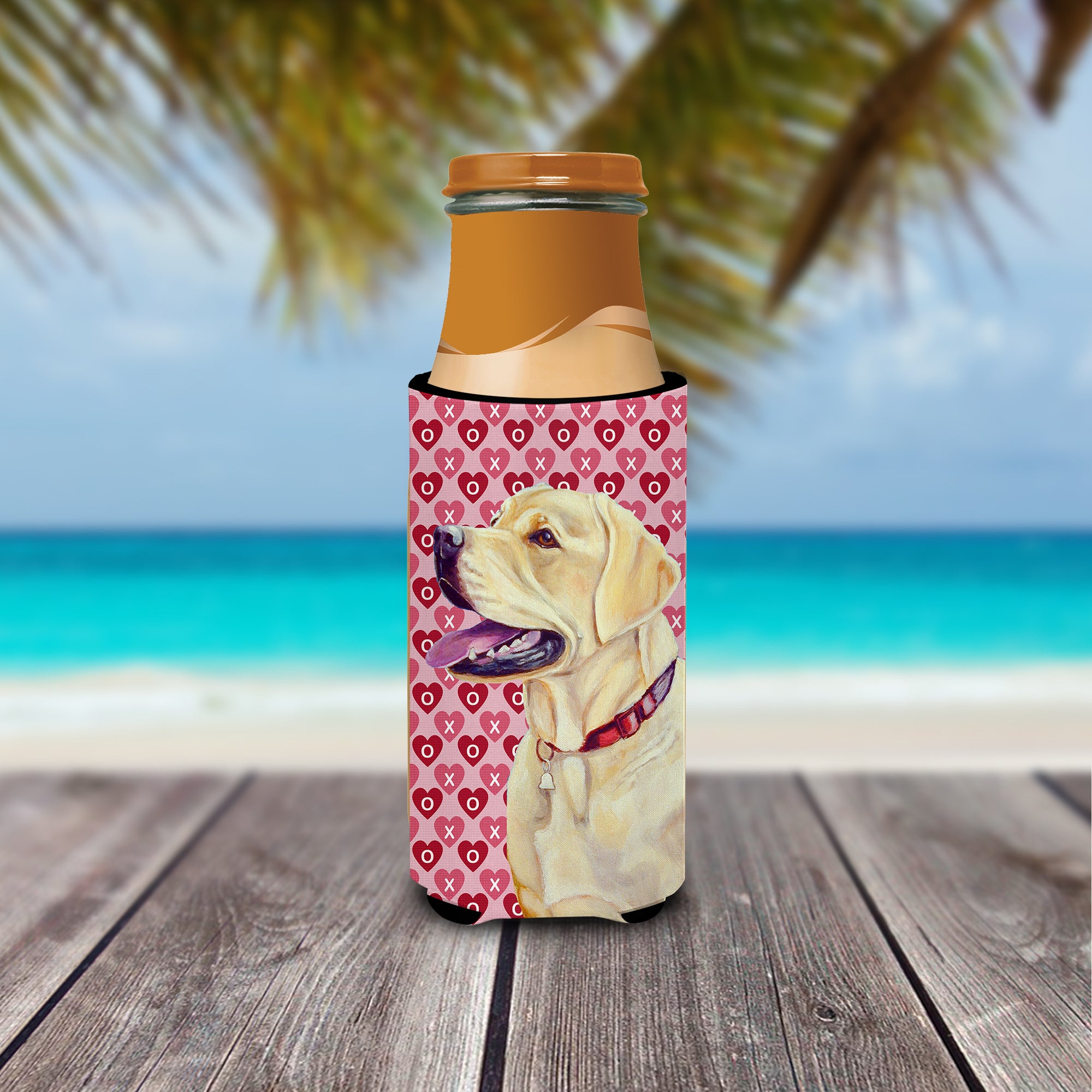 Labrador Hearts Love and Valentine's Day Portrait Ultra Beverage Insulators for slim cans LH9158MUK.