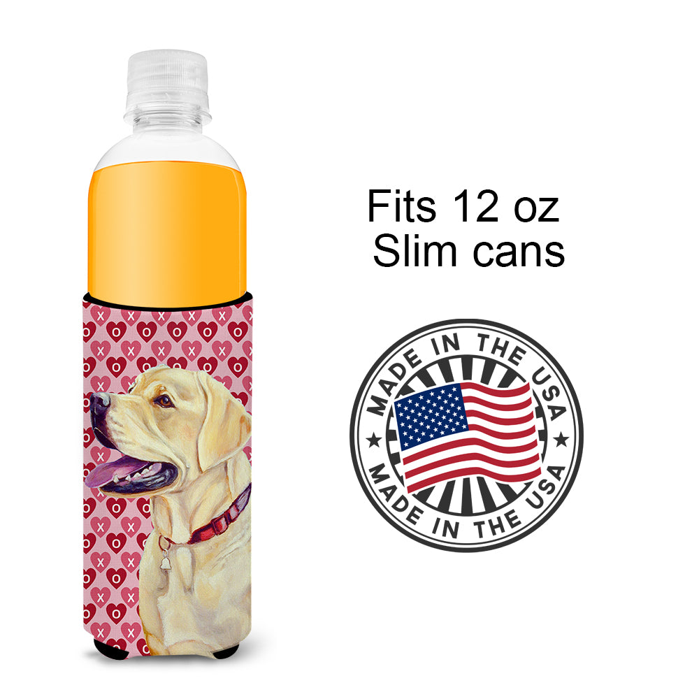 Labrador Hearts Love and Valentine's Day Portrait Ultra Beverage Insulators for slim cans LH9158MUK.