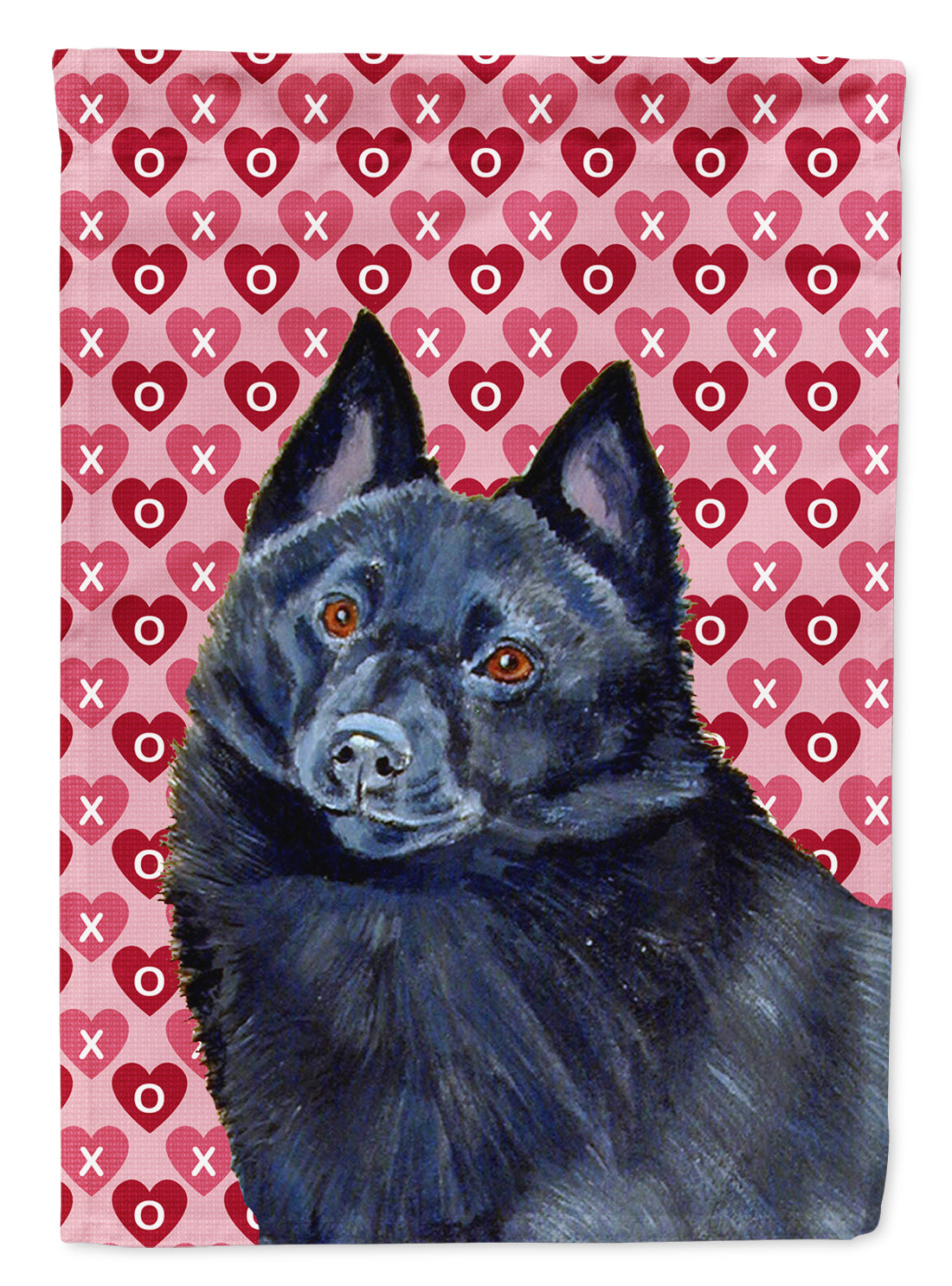 Schipperke Hearts Love and Valentine's Day Portrait Flag Canvas House Size