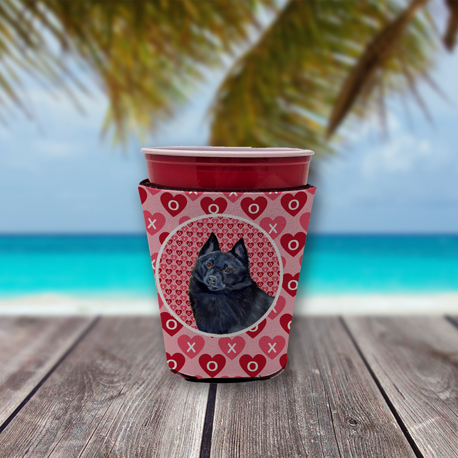 Schipperke Valentine's Love and Hearts Red Cup Beverage Insulator Hugger  the-store.com.