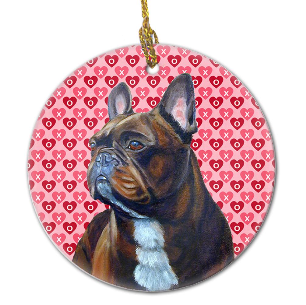 French Bulldog Valentine&#39;s Love and Hearts Ceramic Ornament by Caroline&#39;s Treasures