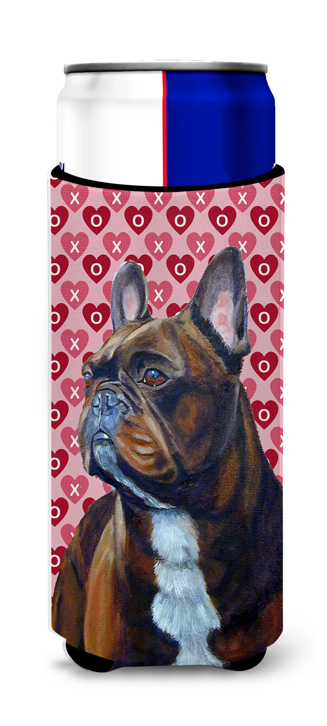 French Bulldog Hearts Love and Valentine's Day Portrait Ultra Beverage Insulators for slim cans LH9160MUK.