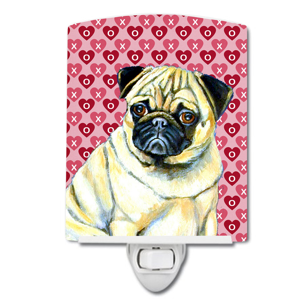 Pug Hearts Love and Valentine&#39;s Day Portrait Ceramic Night Light LH9162CNL - the-store.com