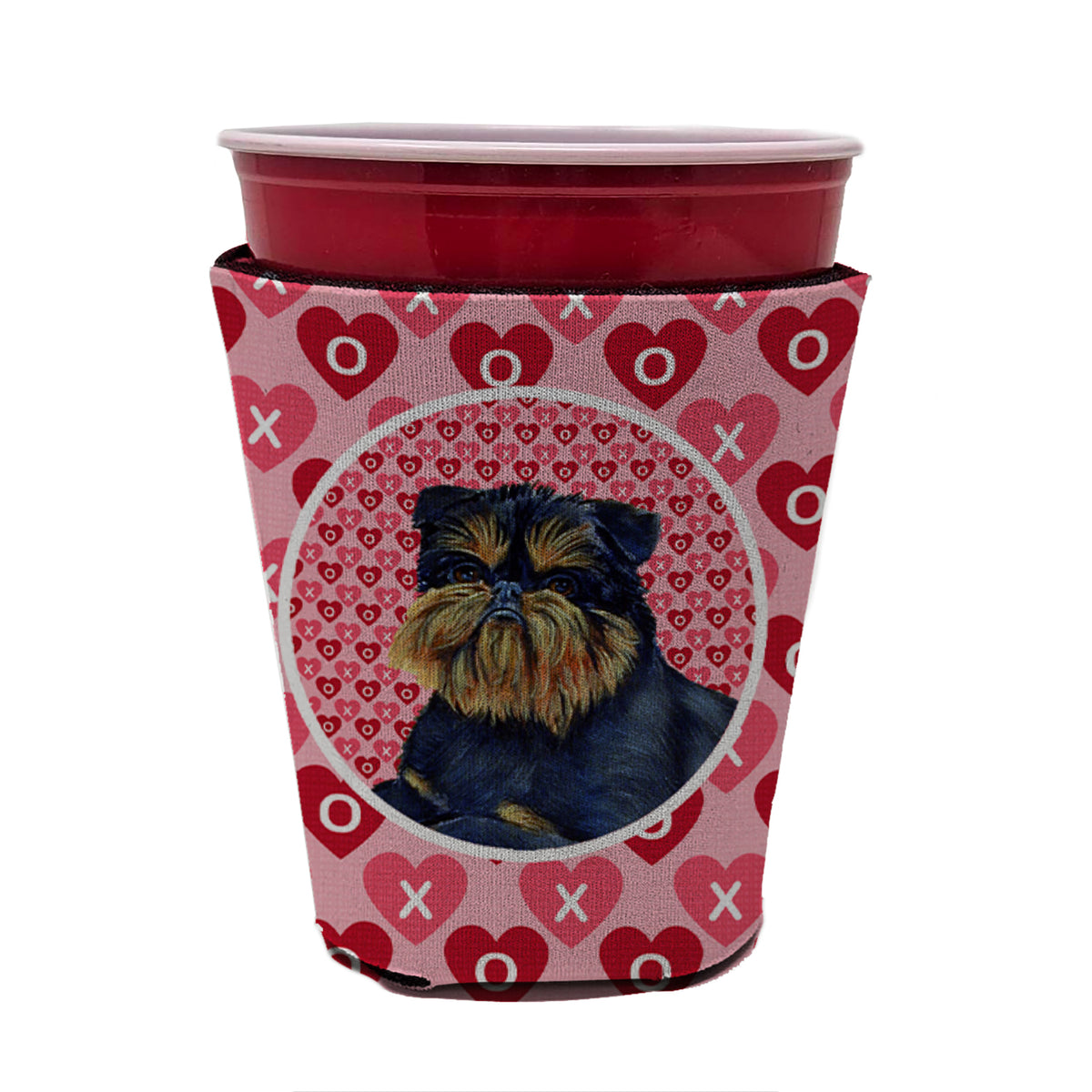 Brussels Griffon Valentine&#39;s Love and Hearts Red Cup Beverage Insulator Hugger  the-store.com.
