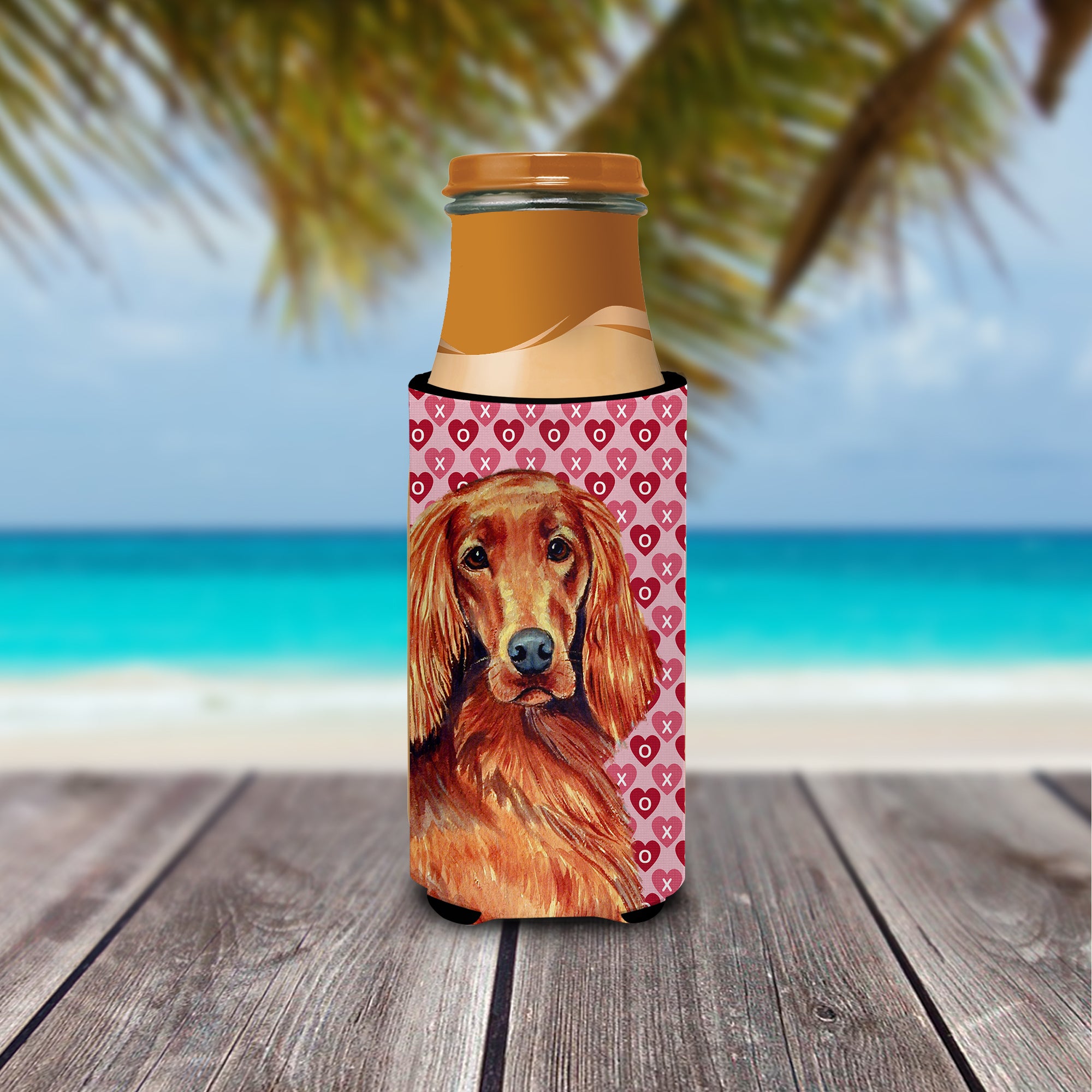 Irish Setter Hearts Love and Valentine's Day Portrait Ultra Beverage Insulators for slim cans LH9164MUK