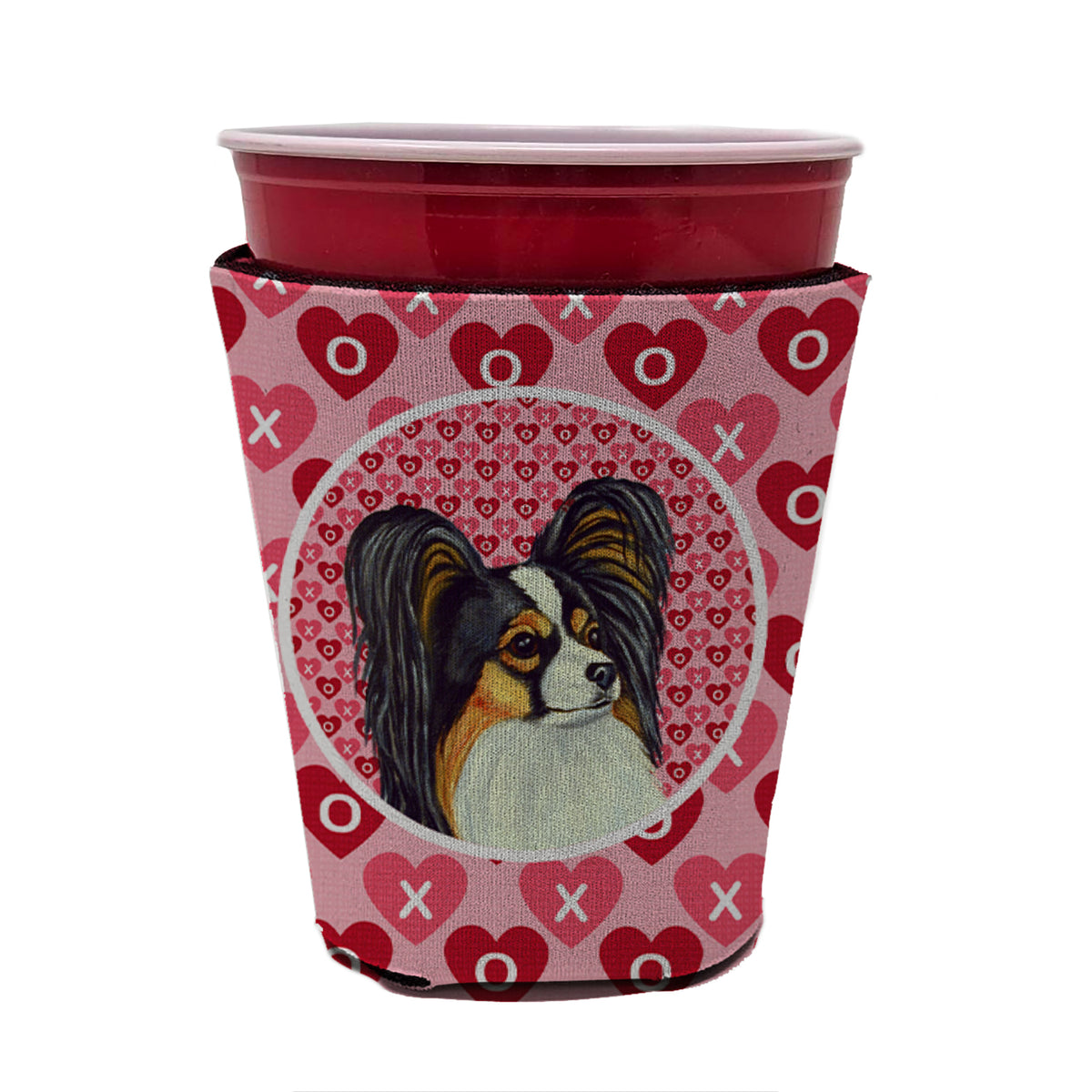 Papillon Valentine&#39;s Love and Hearts Red Cup Beverage Insulator Hugger