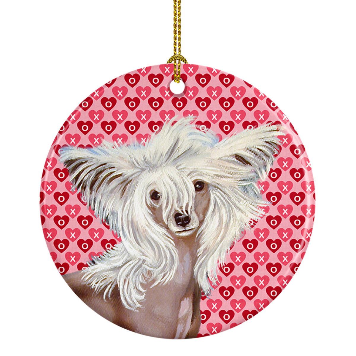 Chinese Crested Valentine&#39;s Love and Hearts Ceramic Ornament - the-store.com
