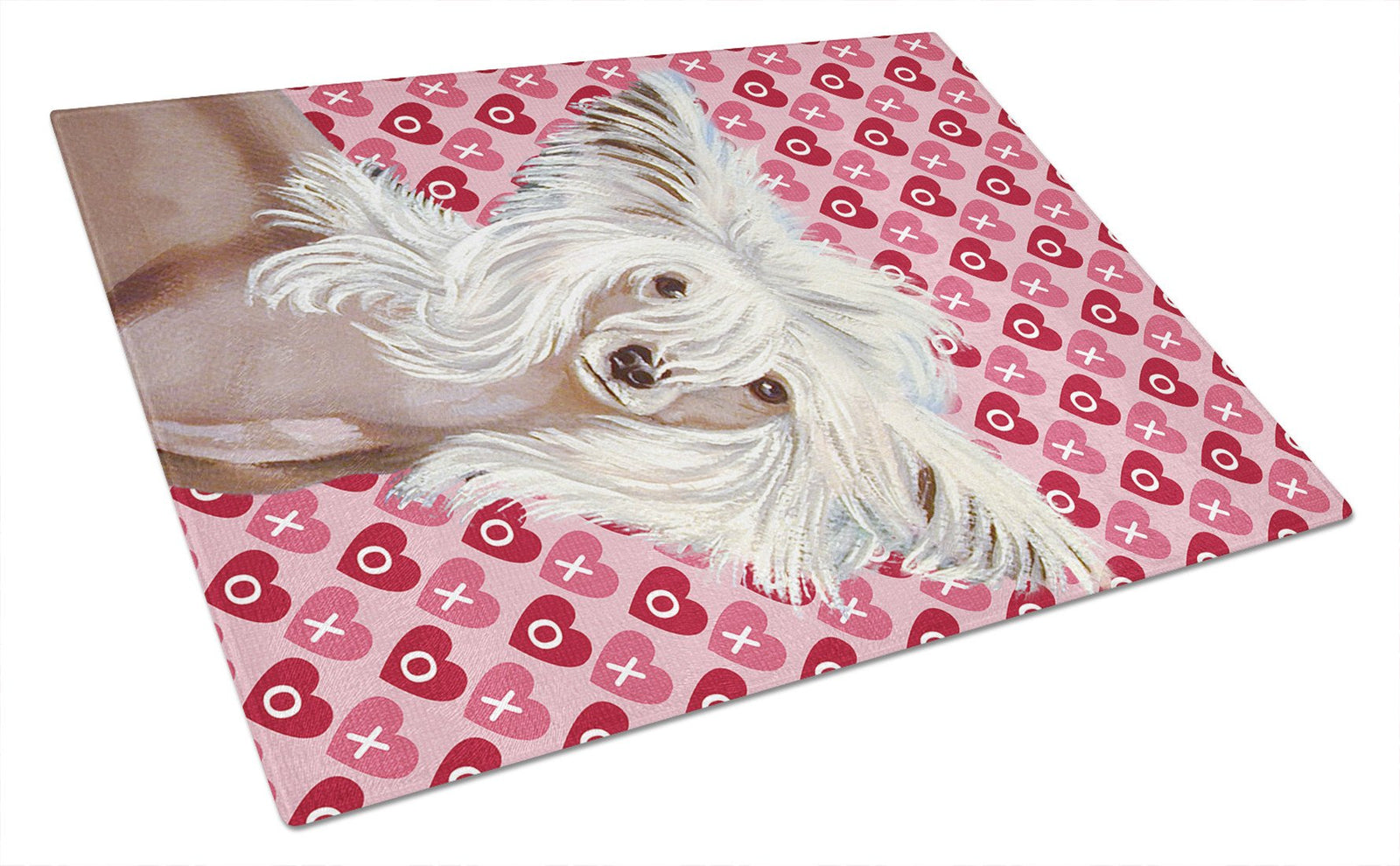 Chinese Crested Hearts Love and Valentine's Day Glass Cutting Board Large by Caroline's Treasures