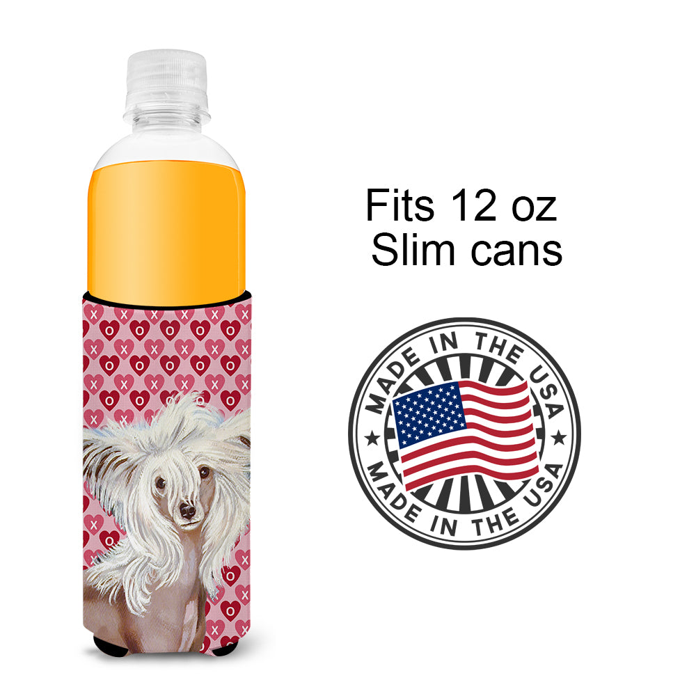 Chinese Crested Hearts Love and Valentine's Day Portrait Ultra Beverage Insulators for slim cans LH9167MUK.