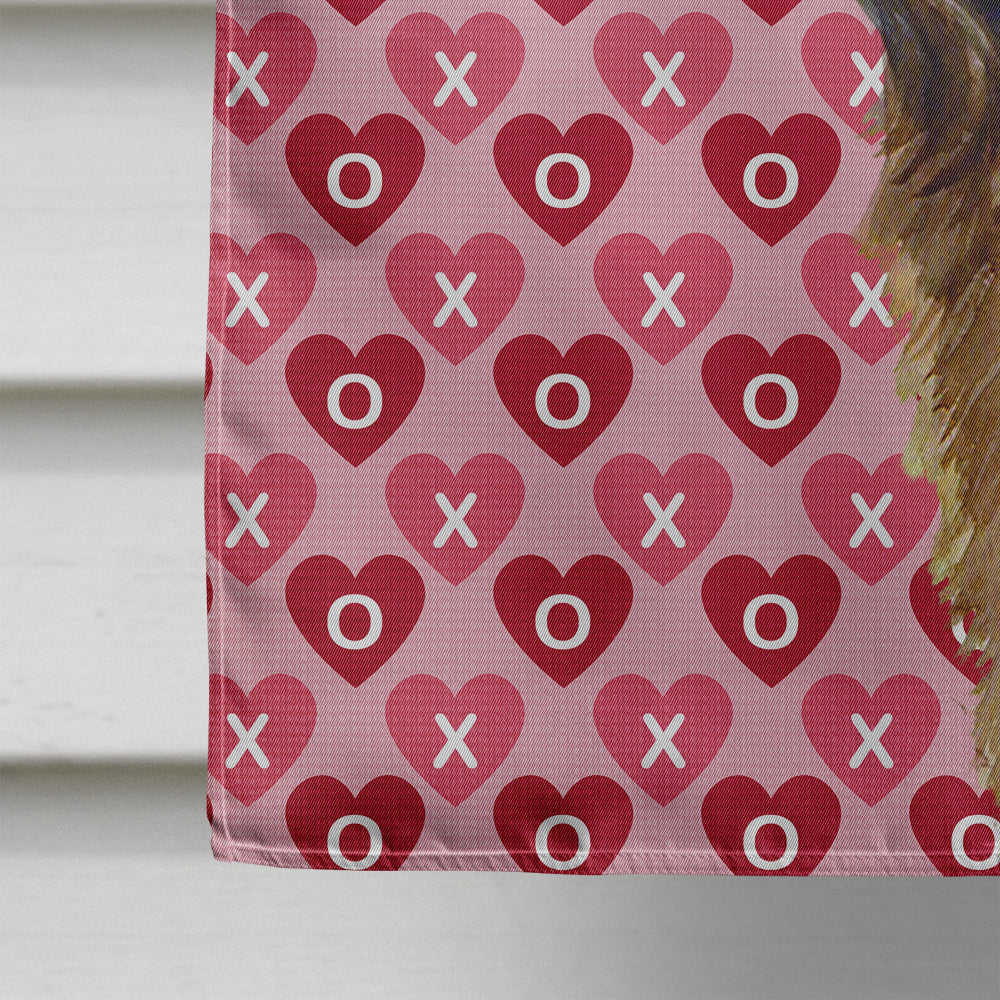 Leonberger Hearts Love and Valentine's Day Portrait Flag Canvas House Size  the-store.com.