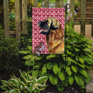 Leonberger Hearts Love and Valentine's Day Portrait Flag Garden Size