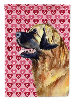 Leonberger Hearts Love and Valentine's Day Portrait Flag Garden Size
