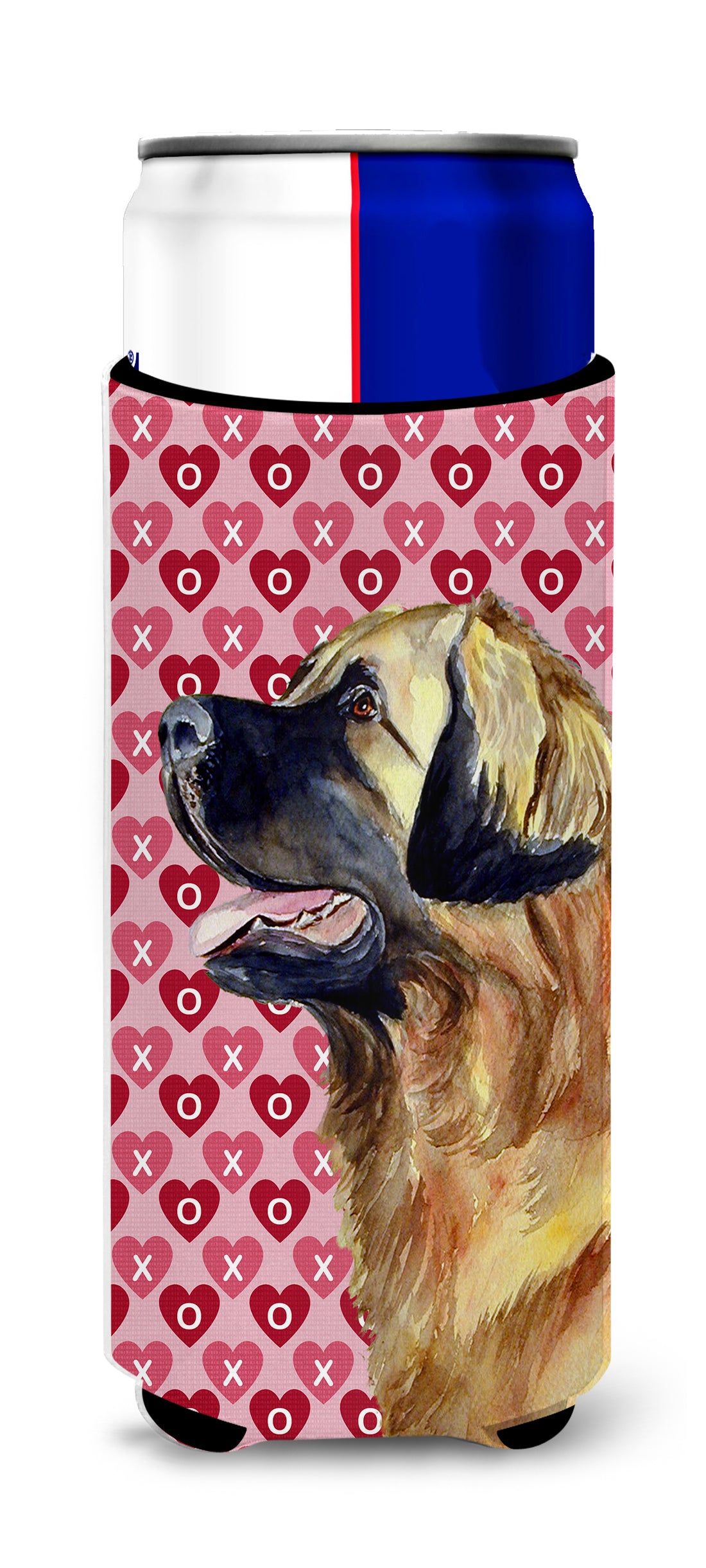 Leonberger Hearts Love and Valentine&#39;s Day Portrait Ultra Beverage Insulators for slim cans LH9168MUK.