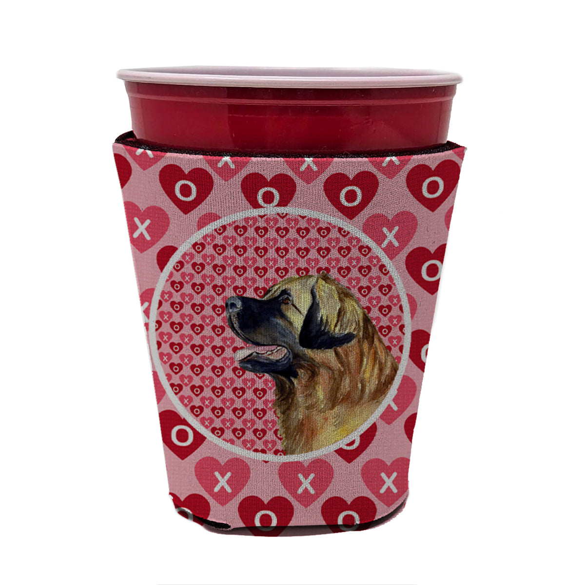 Leonberger Valentine&#39;s Love and Hearts Red Cup Beverage Insulator Hugger  the-store.com.