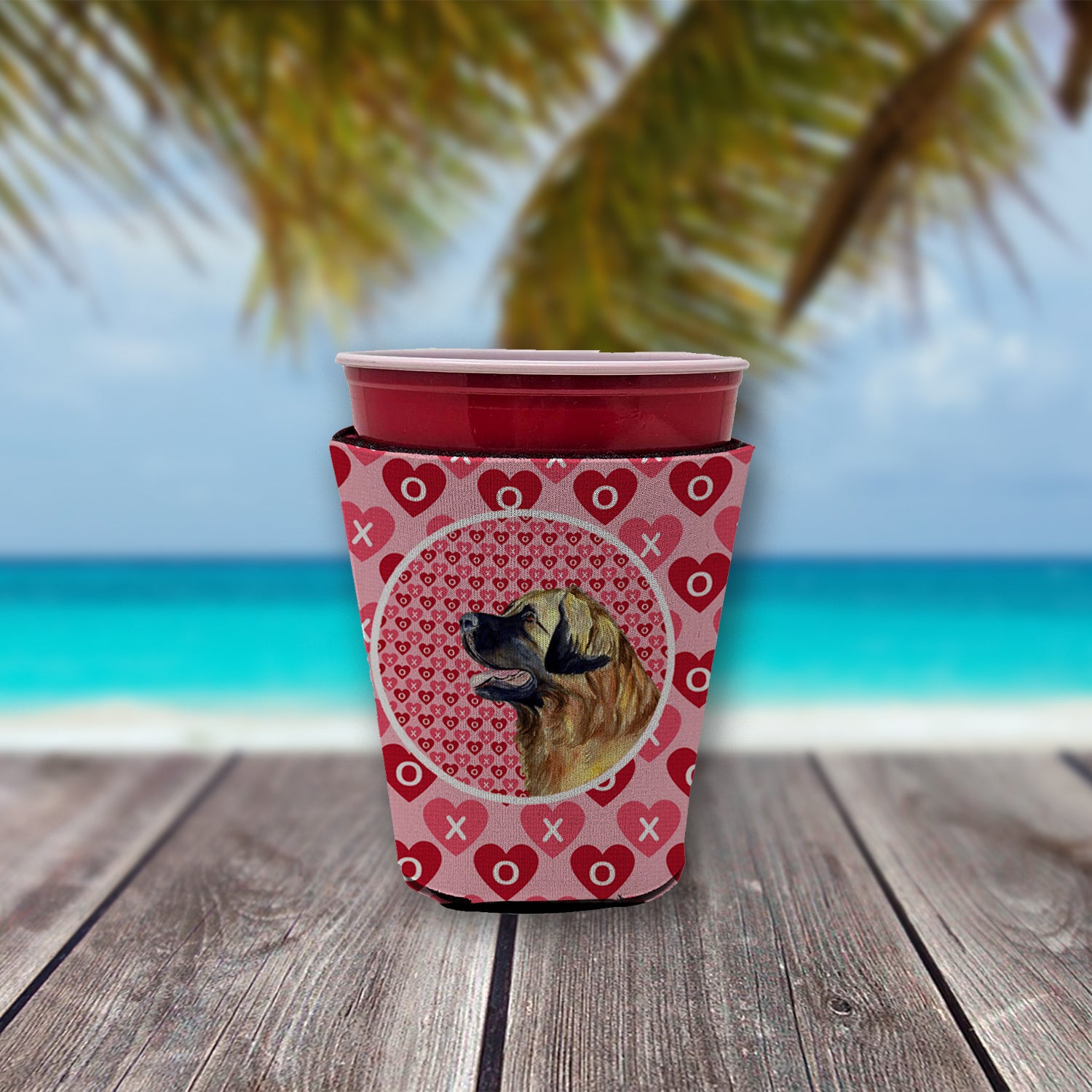 Leonberger Valentine's Love and Hearts Red Cup Beverage Insulator Hugger  the-store.com.