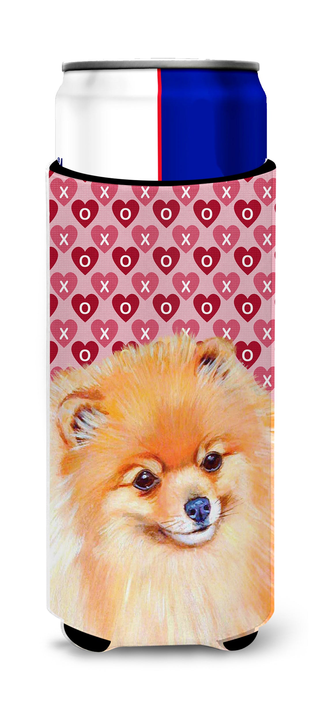 Pomeranian Hearts Love and Valentine&#39;s Day Portrait Ultra Beverage Insulators for slim cans LH9170MUK.