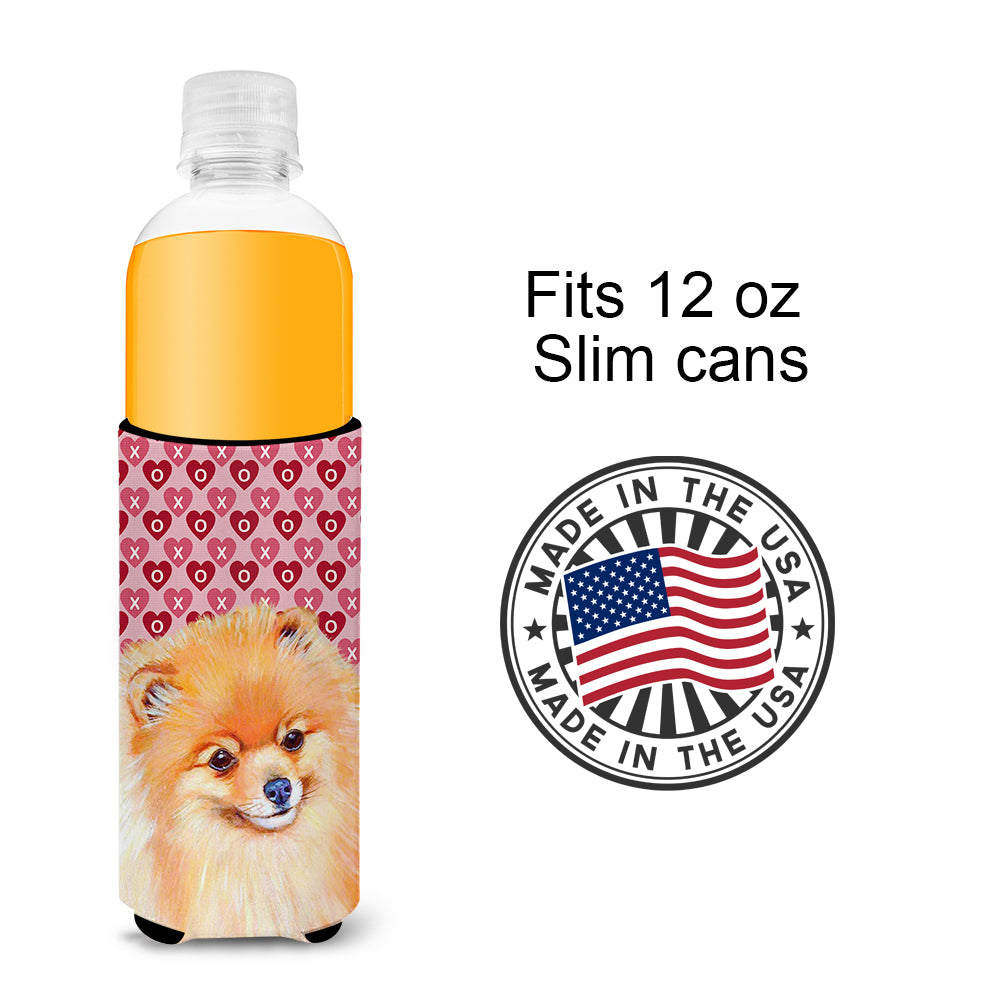 Pomeranian Hearts Love and Valentine's Day Portrait Ultra Beverage Insulators for slim cans LH9170MUK.