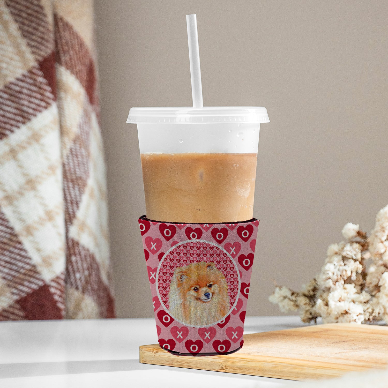 Pomeranian Valentine's Love and Hearts Red Cup Beverage Insulator Hugger  the-store.com.