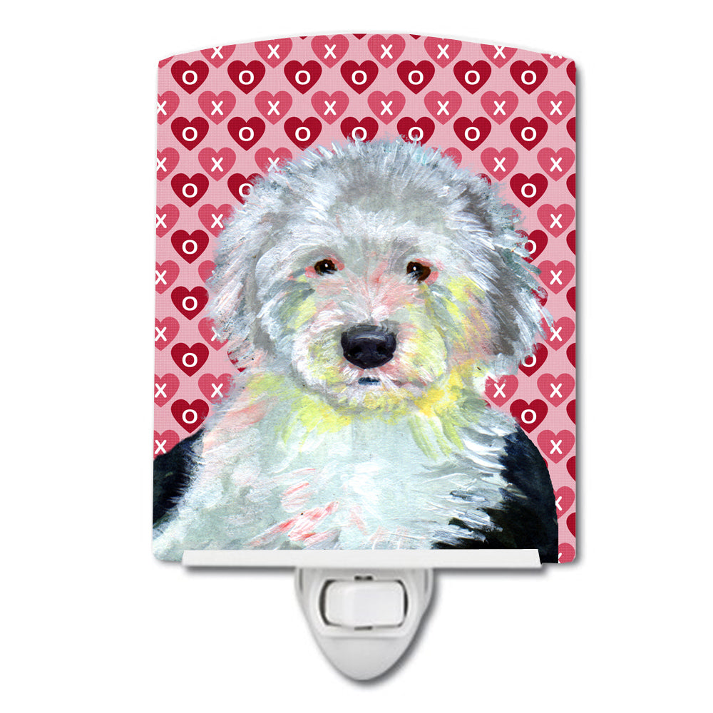 Old English Sheepdog Hearts Love and Valentine&#39;s Day Portrait Ceramic Night Light LH9171CNL - the-store.com