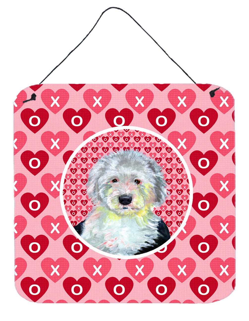 Old English Sheepdog Valentine's Love and Hearts Wall or Door Hanging Prints by Caroline's Treasures