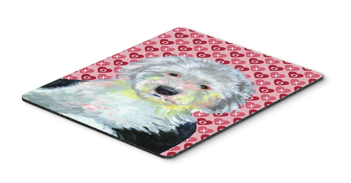 Old English Sheepdog Hearts Love Valentine&#39;s Day Mouse Pad, Hot Pad or Trivet by Caroline&#39;s Treasures