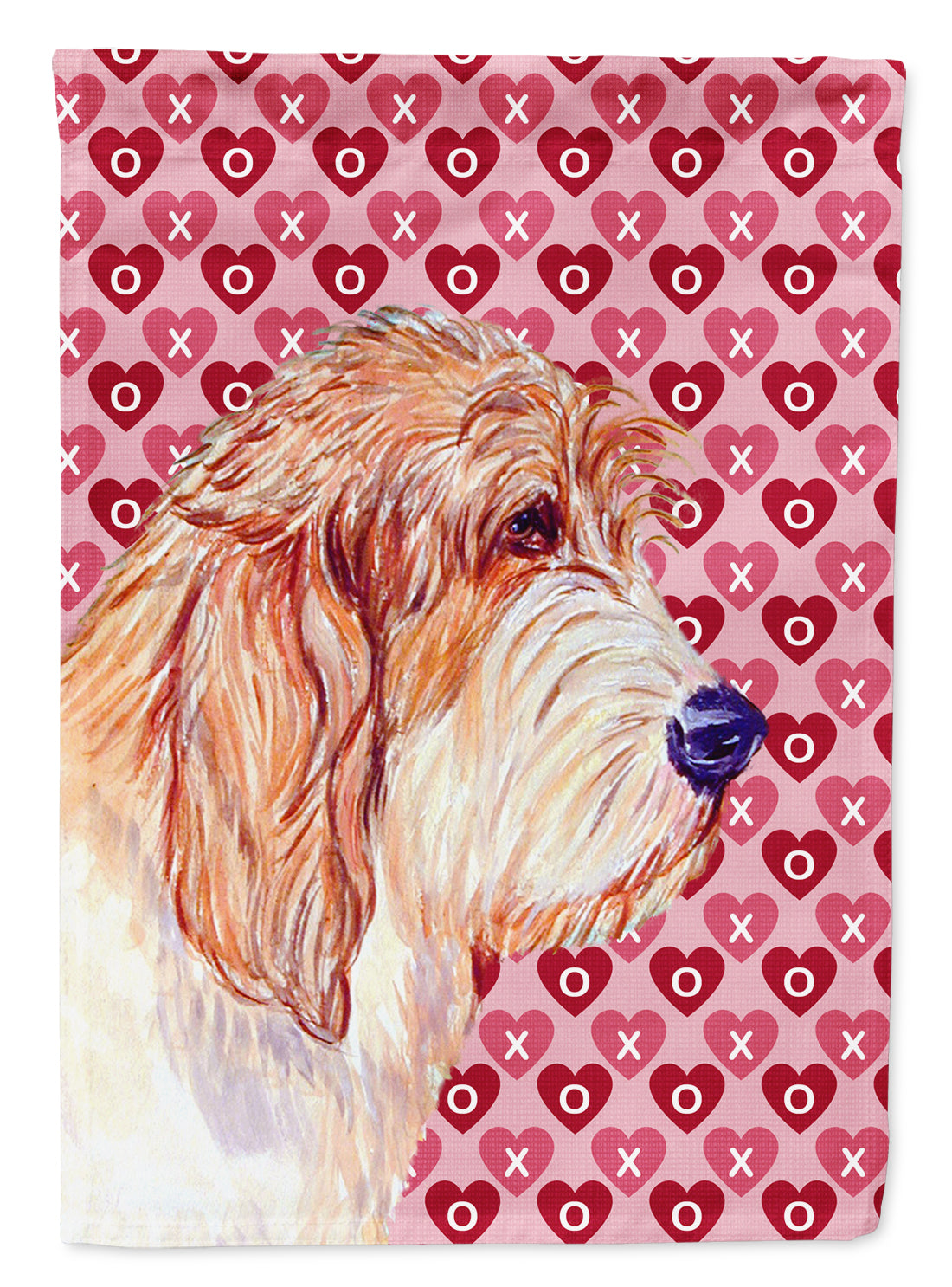 Petit Basset Griffon Vendeen Hearts Love and Valentine&#39;s Day  Flag House Size