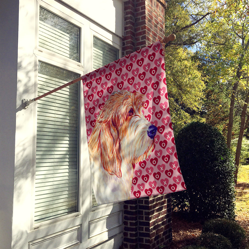 Petit Basset Griffon Vendeen Hearts Love and Valentine's Day  Flag House Size  the-store.com.