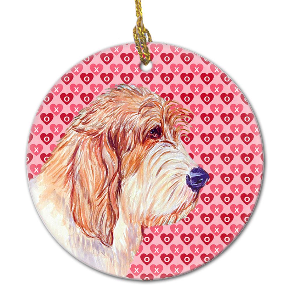 Petit Basset Griffon Vendeen Valentine&#39;s Love and Hearts Ceramic Ornament by Caroline&#39;s Treasures