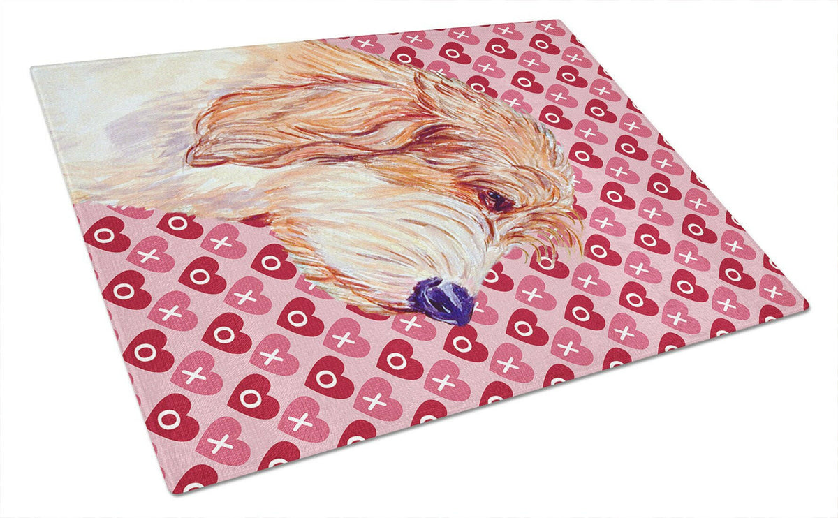 Petit Basset Griffon Vendeen Love and Valentine&#39;s Day Glass Cutting Board Large by Caroline&#39;s Treasures