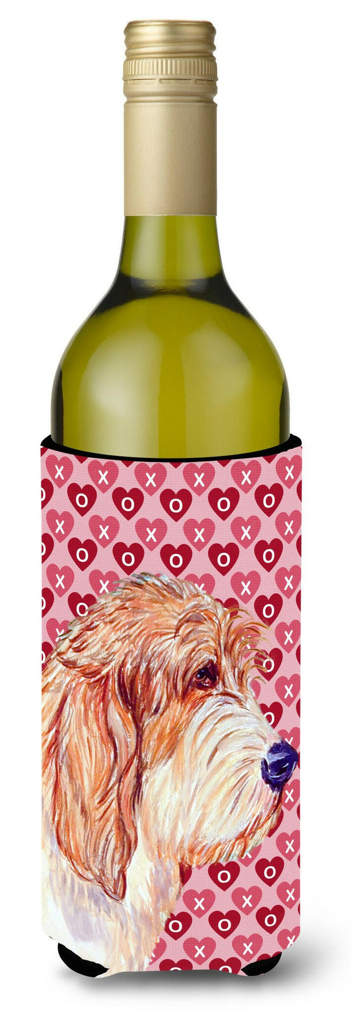 Petit Basset Griffon Vendeen Hearts Valentine&#39;s Day Wine Bottle Beverage Insulator Beverage Insulator Hugger by Caroline&#39;s Treasures