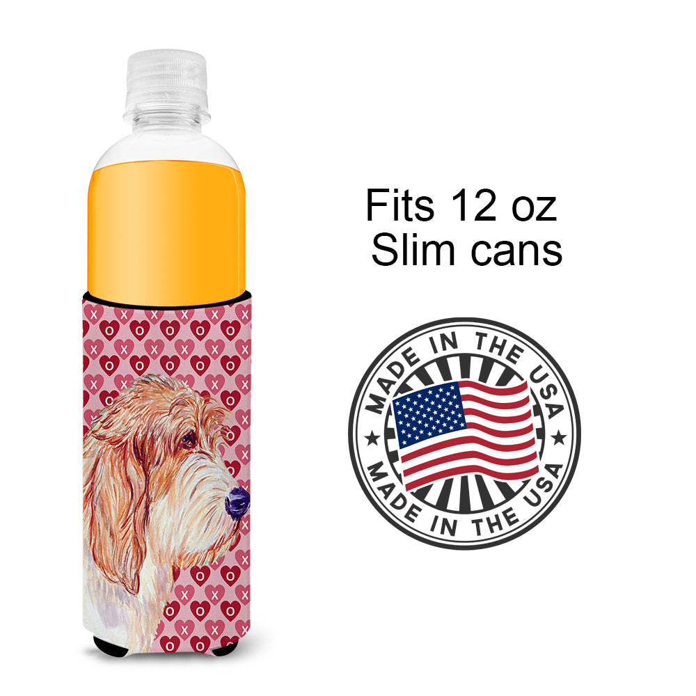 Petit Basset Griffon Vendeen Hearts Love Valentine's Day Ultra Beverage Insulators for slim cans LH9172MUK.