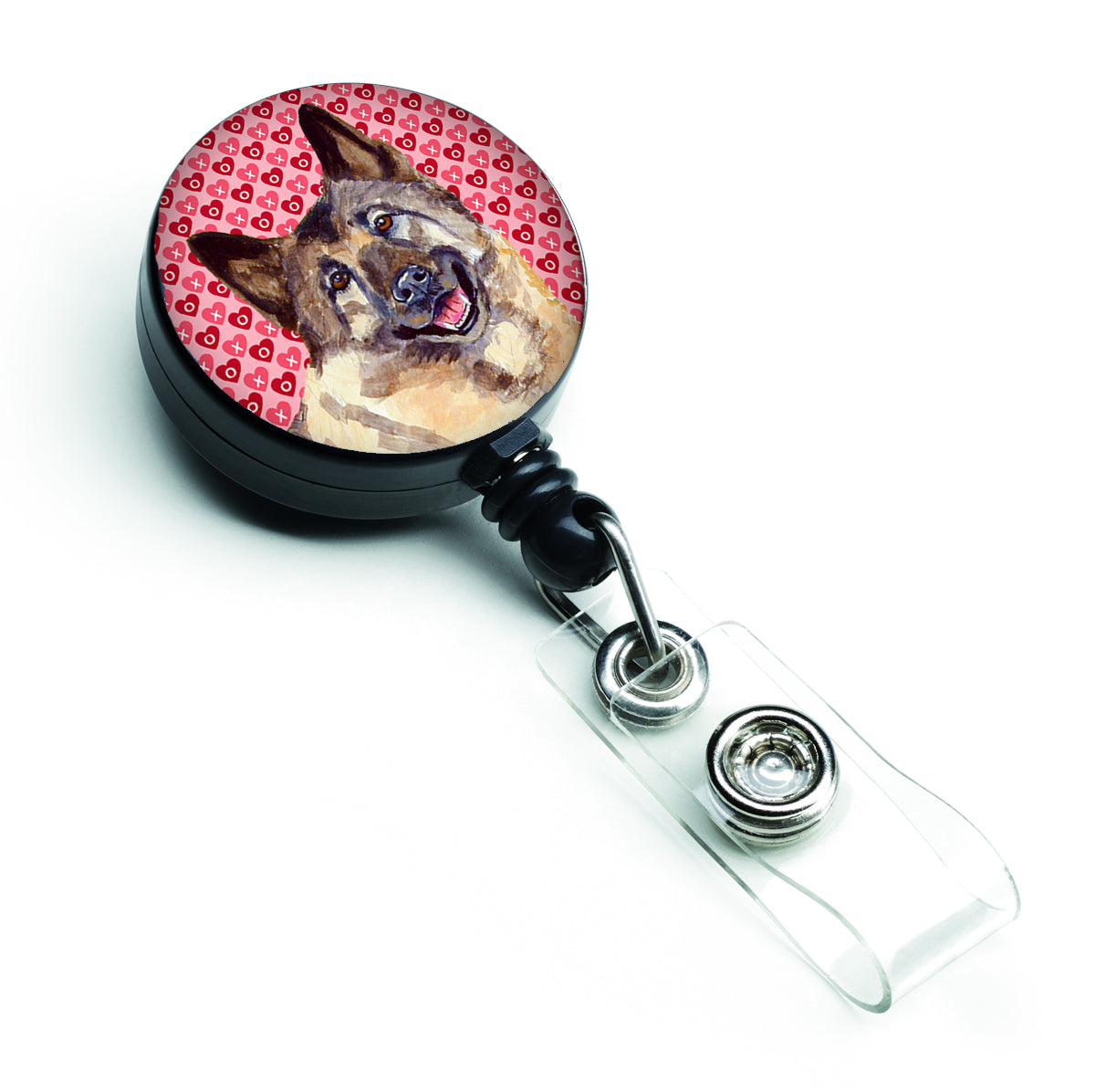 Norwegian Elkhound Love Hearts Retractable Badge Reel or ID Holder with Clip