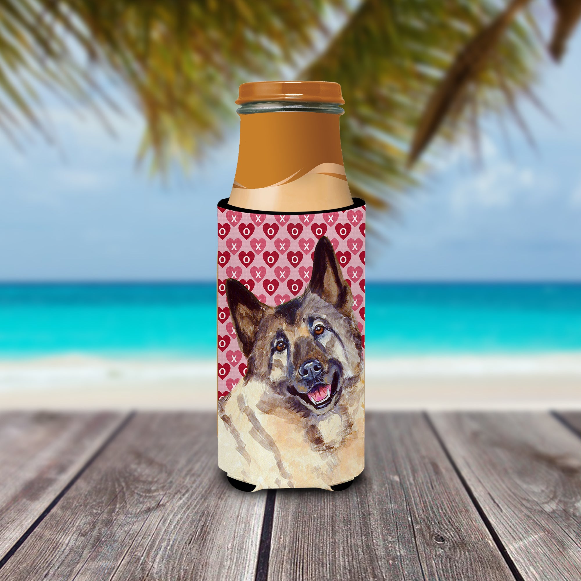 Norwegian Elkhound Hearts Love and Valentine's Day Portrait Ultra Beverage Insulators for slim cans LH9173MUK