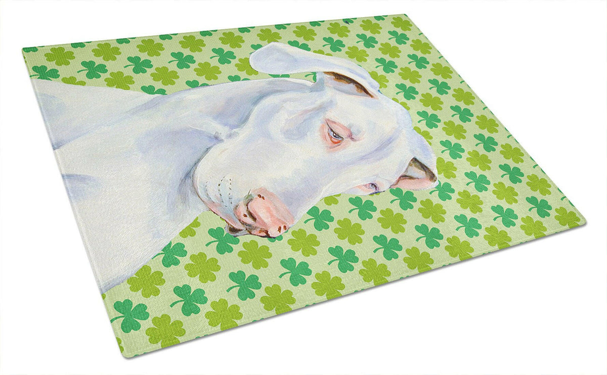 Caroline's Treasures Great Dane St. Patrick's Day Shamrock Portrait Glass Cutting Boards – Durable, Decorative Kitchen Art Large