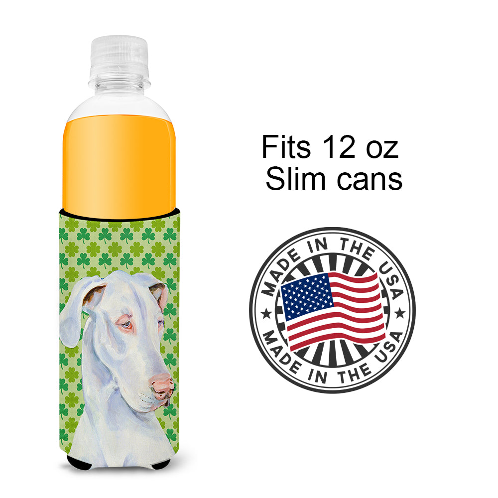 Great Dane St. Patrick's Day Shamrock Portrait Ultra Beverage Insulators for slim cans LH9176MUK.