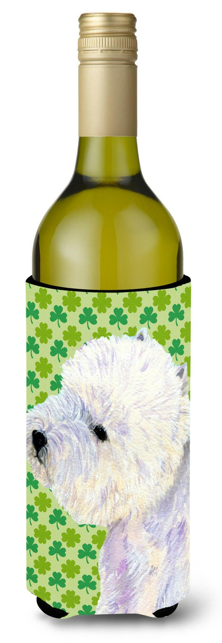 Westie St. Patrick&#39;s Day Shamrock Portrait Wine Bottle Beverage Insulator Beverage Insulator Hugger by Caroline&#39;s Treasures