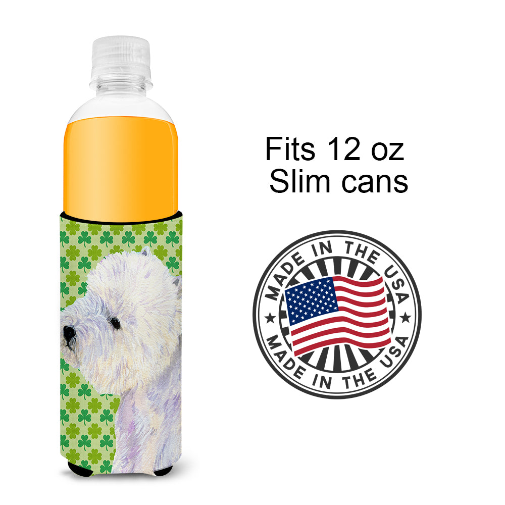 Westie St. Patrick's Day Shamrock Portrait Ultra Beverage Insulators for slim cans LH9180MUK.