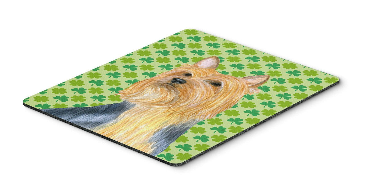 Silky Terrier St. Patrick&#39;s Day Shamrock Portrait Mouse Pad, Hot Pad or Trivet by Caroline&#39;s Treasures