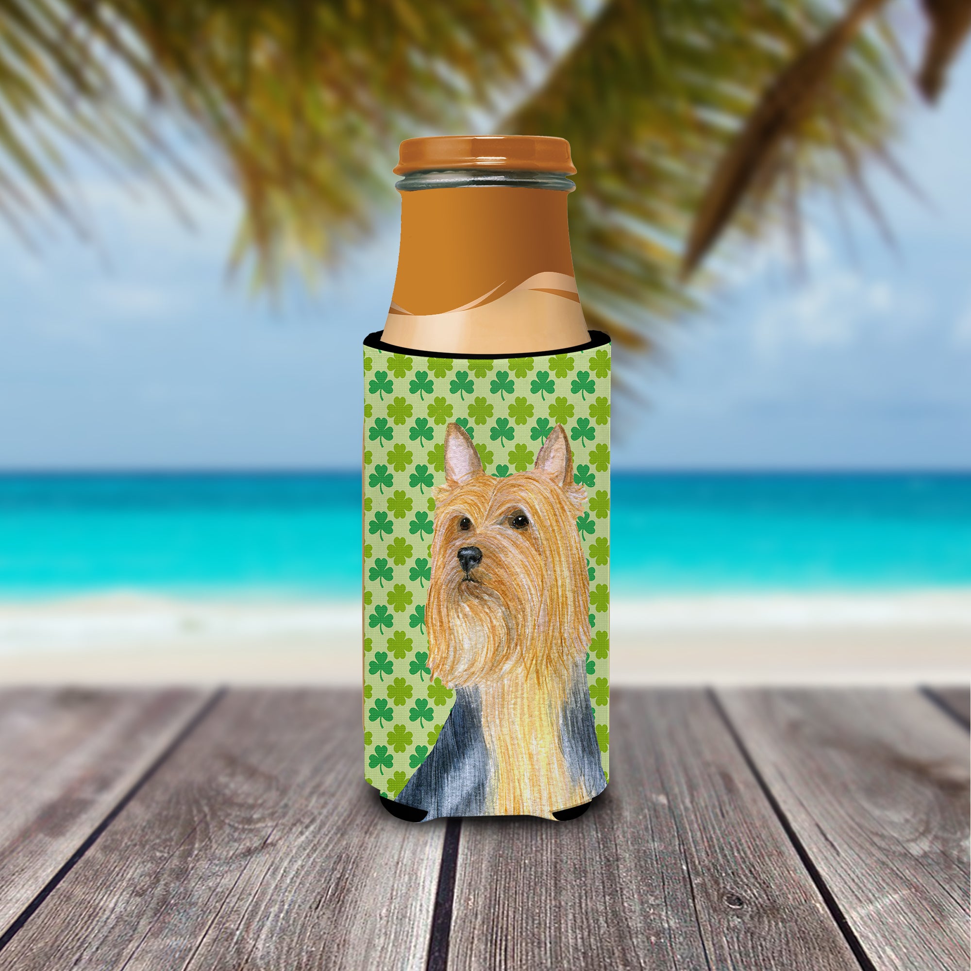 Silky Terrier St. Patrick's Day Shamrock Portrait Ultra Beverage Insulators for slim cans LH9181MUK
