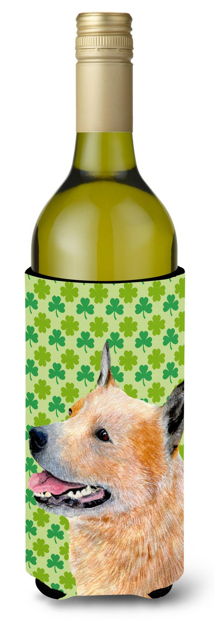 Australian Cattle Dog St. Patrick&#39;s Day Shamrock Wine Bottle Beverage Insulator Beverage Insulator Hugger by Caroline&#39;s Treasures