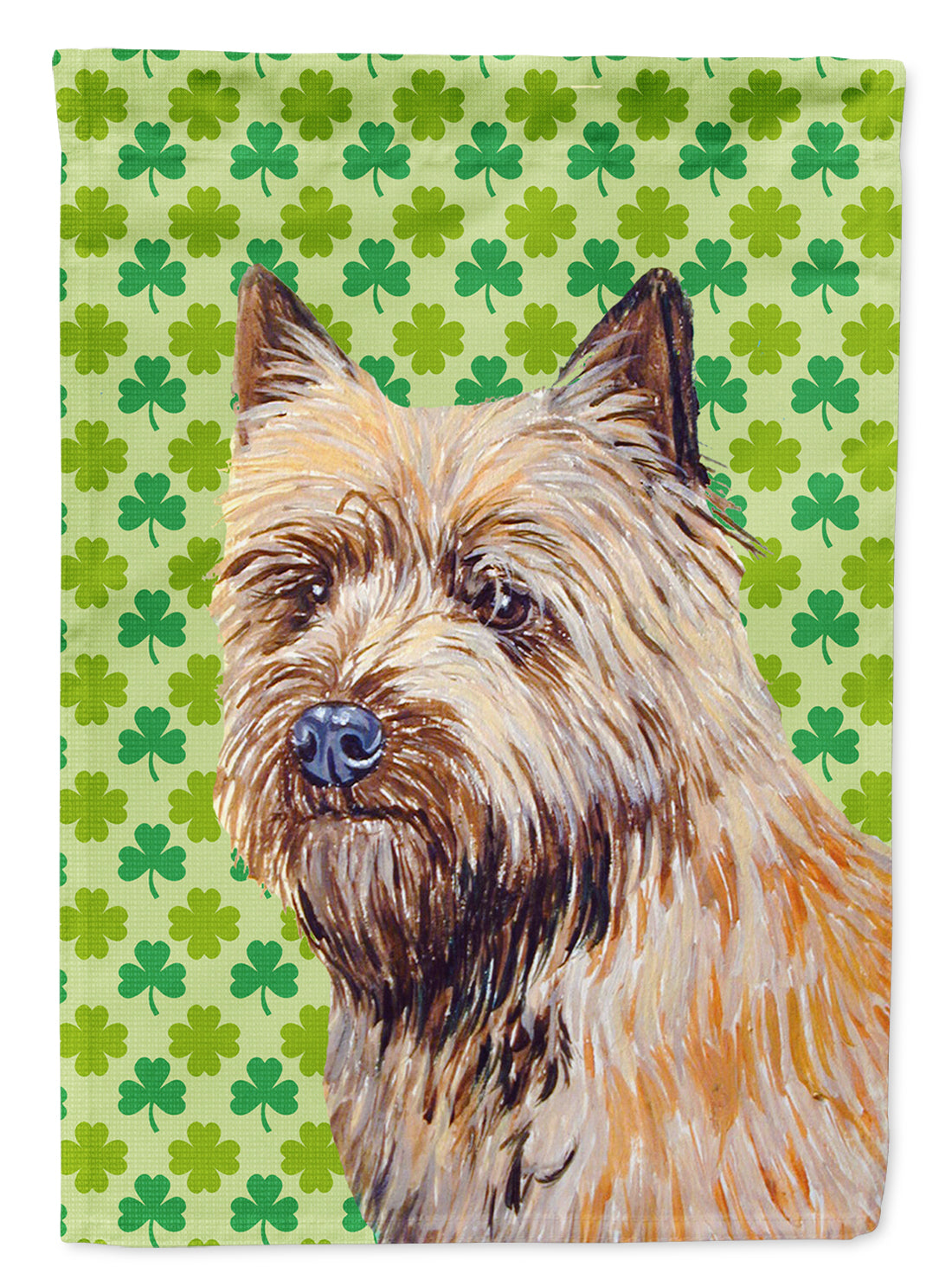 Cairn Terrier St. Patrick&#39;s Day Shamrock Portrait Flag Canvas House Size  the-store.com.