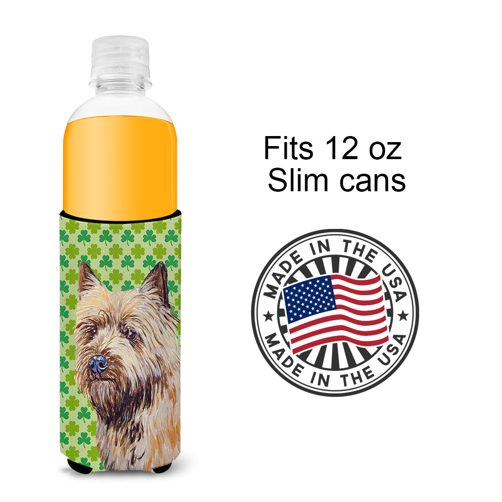 Cairn Terrier St. Patrick's Day Shamrock Portrait Ultra Beverage Insulators for slim cans LH9185MUK.
