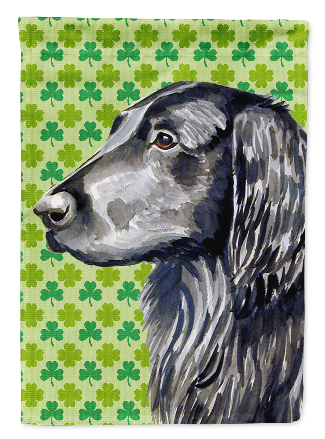 Flat Coated Retriever St. Patrick&#39;s Day Shamrock  Flag Canvas House Size  the-store.com.