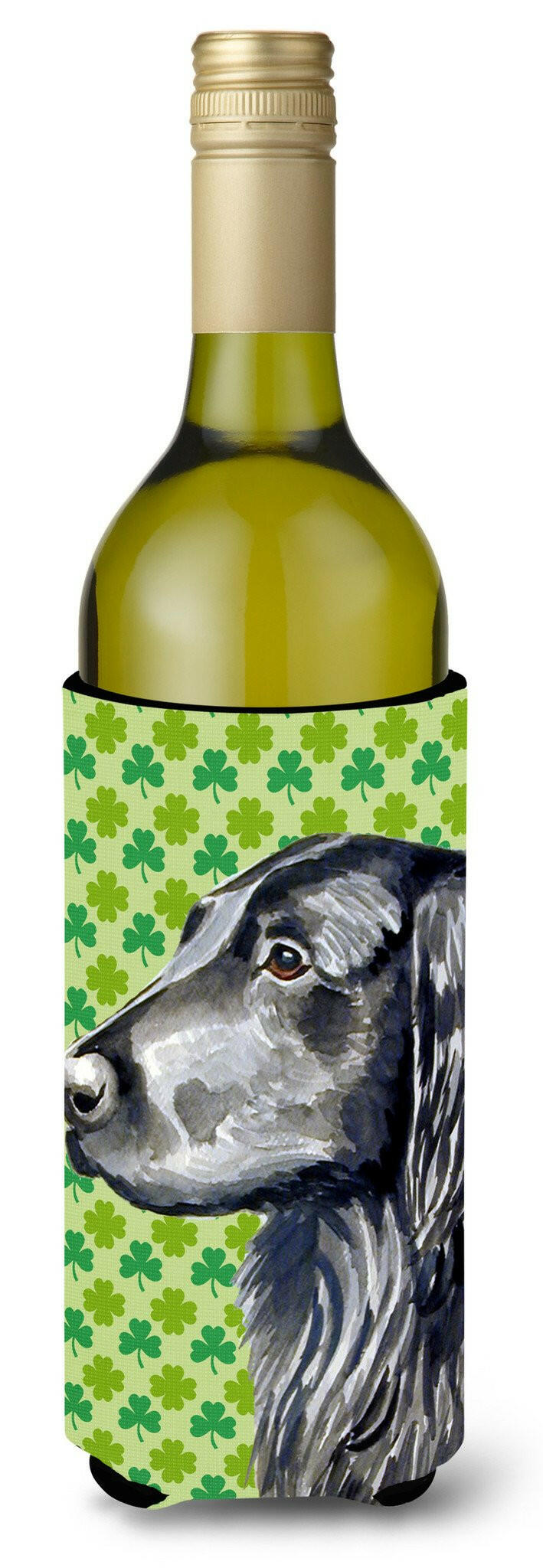 Flat Coated Retriever St. Patrick&#39;s Day Shamrock  Wine Bottle Beverage Insulator Beverage Insulator Hugger by Caroline&#39;s Treasures