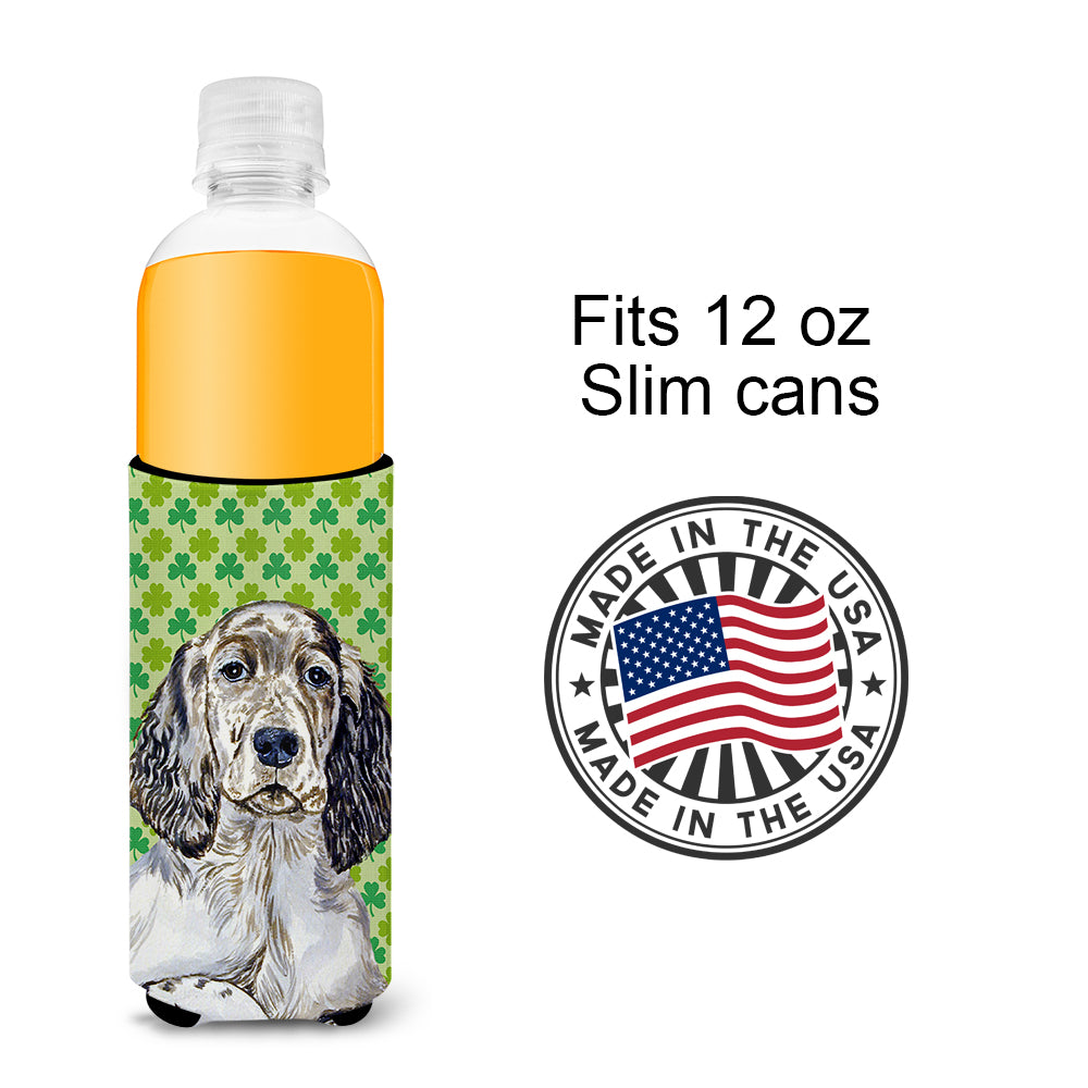 English Setter St. Patrick's Day Shamrock Portrait Ultra Beverage Insulators for slim cans LH9187MUK