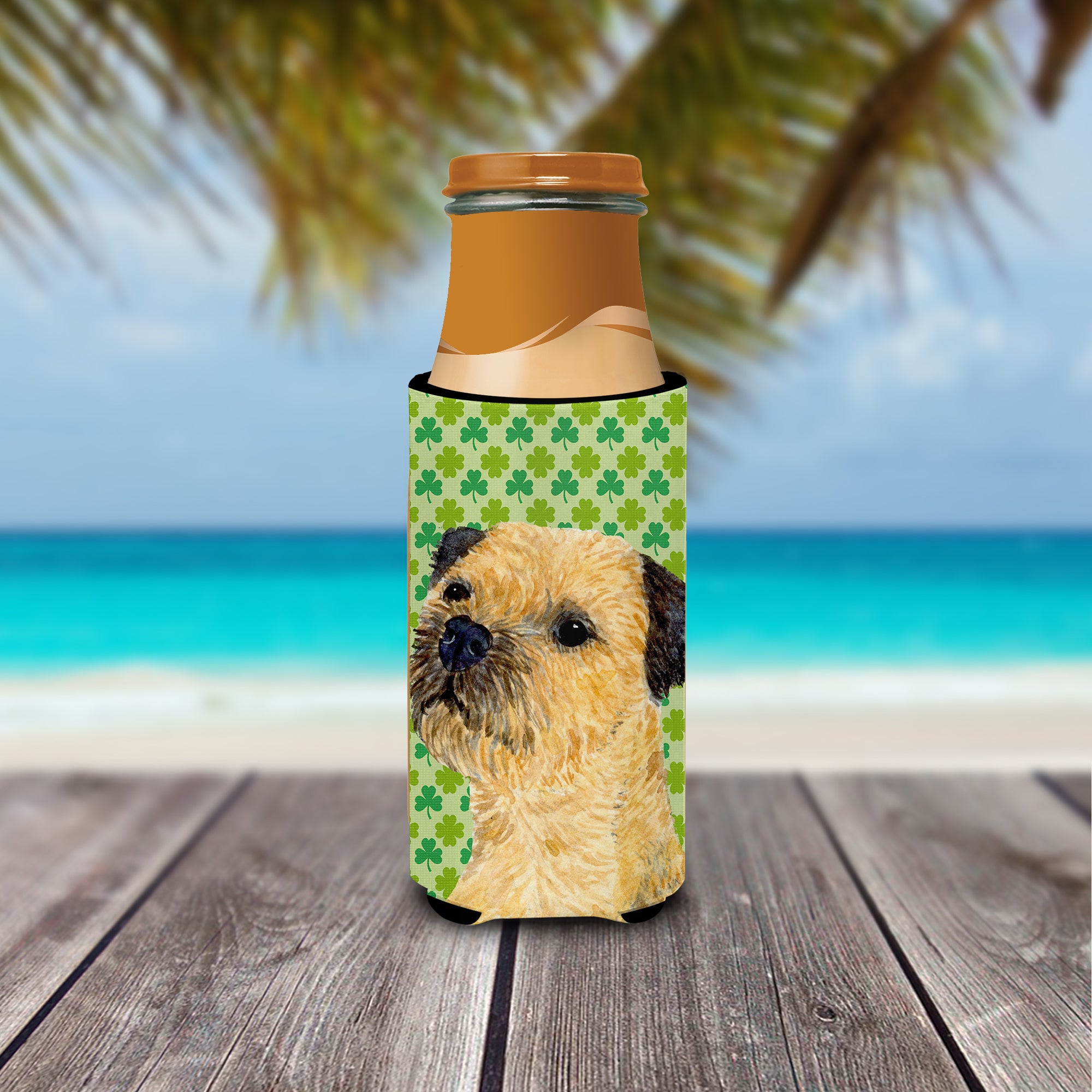 Border Terrier St. Patrick's Day Shamrock Portrait Ultra Beverage Insulators for slim cans LH9188MUK