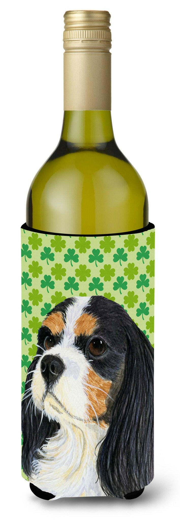 Cavalier Spaniel St. Patrick's Day Shamrock Portrait Wine Bottle Beverage Insulator Beverage Insulator Hugger by Caroline's Treasures