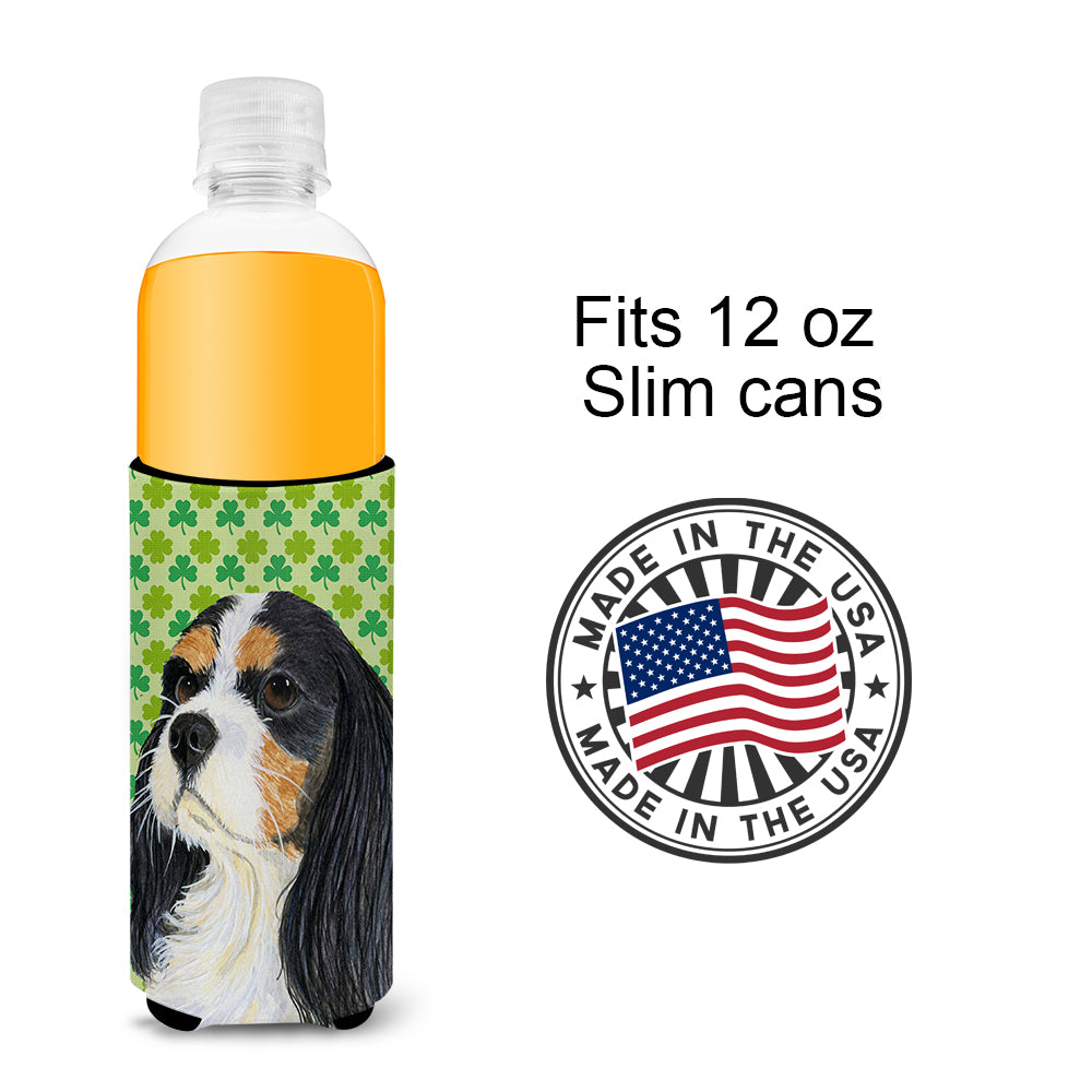Cavalier Spaniel St. Patrick's Day Shamrock Portrait Ultra Beverage Insulators for slim cans LH9189MUK.